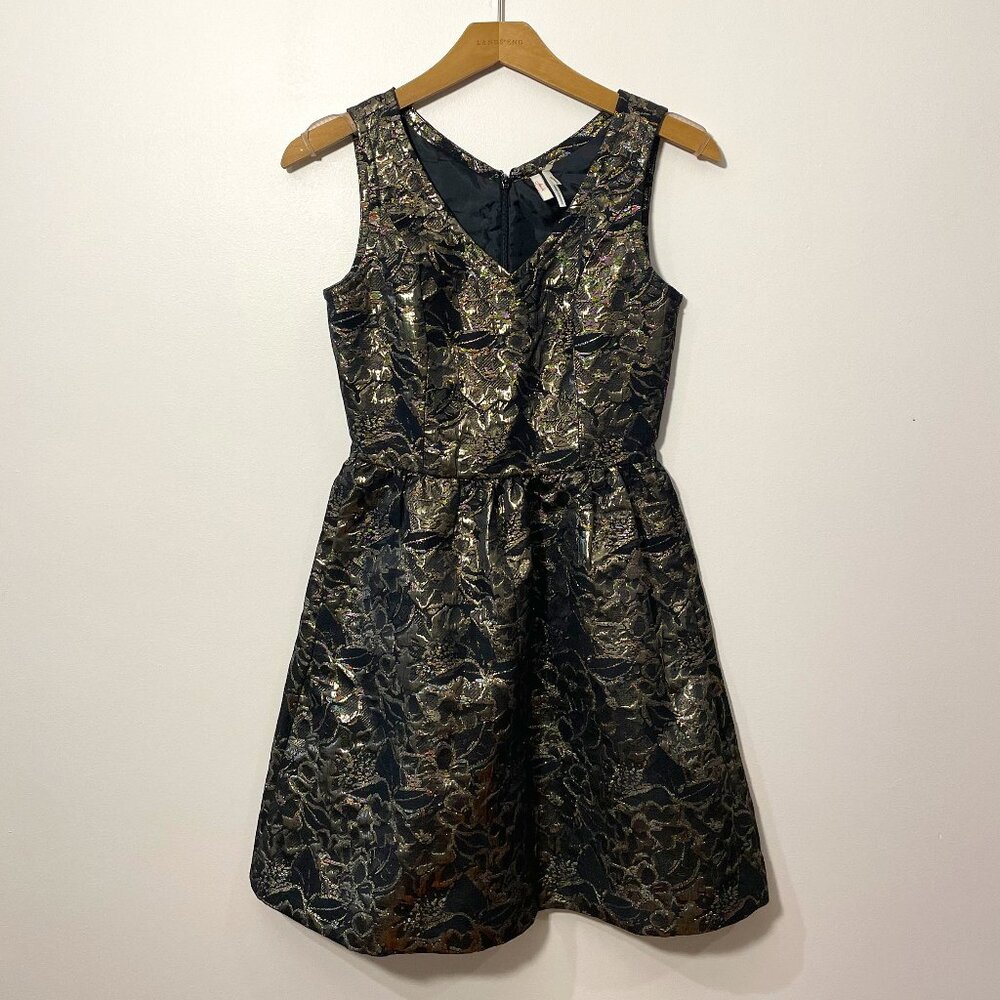 Nordstrom Frenchi Fit & Flare Black/Gold Dress - Size XS